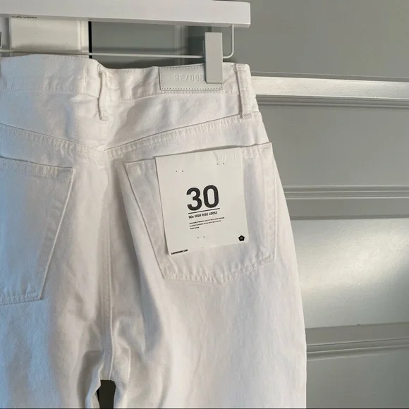 NWT Redone Originals 90s High Rise Loose in White With Rips - Picture 10 of 10